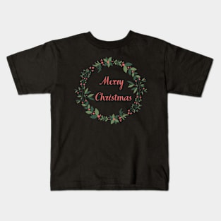 Merry Christmas Wreath Kids T-Shirt